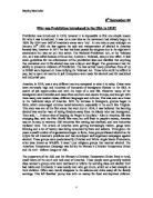 Why was Prohibition introduced in the USA in 1919?