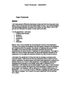 Paper parachute investigation - Investigating the relationships between the sizes of the cones, the time taken to fall to the ground and ultimately the speed at which each cone falls.