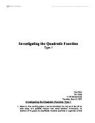 Investigating the Quadratic Function.
