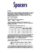 The relationships between the number of different spacers in an arrangement of square tiles and the dimensions of the tiles in the same arrangement.
