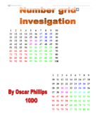 Number grids.  In this investigation I have been attempting to work out a formula that will find the difference between the products of the top left and bottom right of a number grid and the top right and bottom left of a number grid.